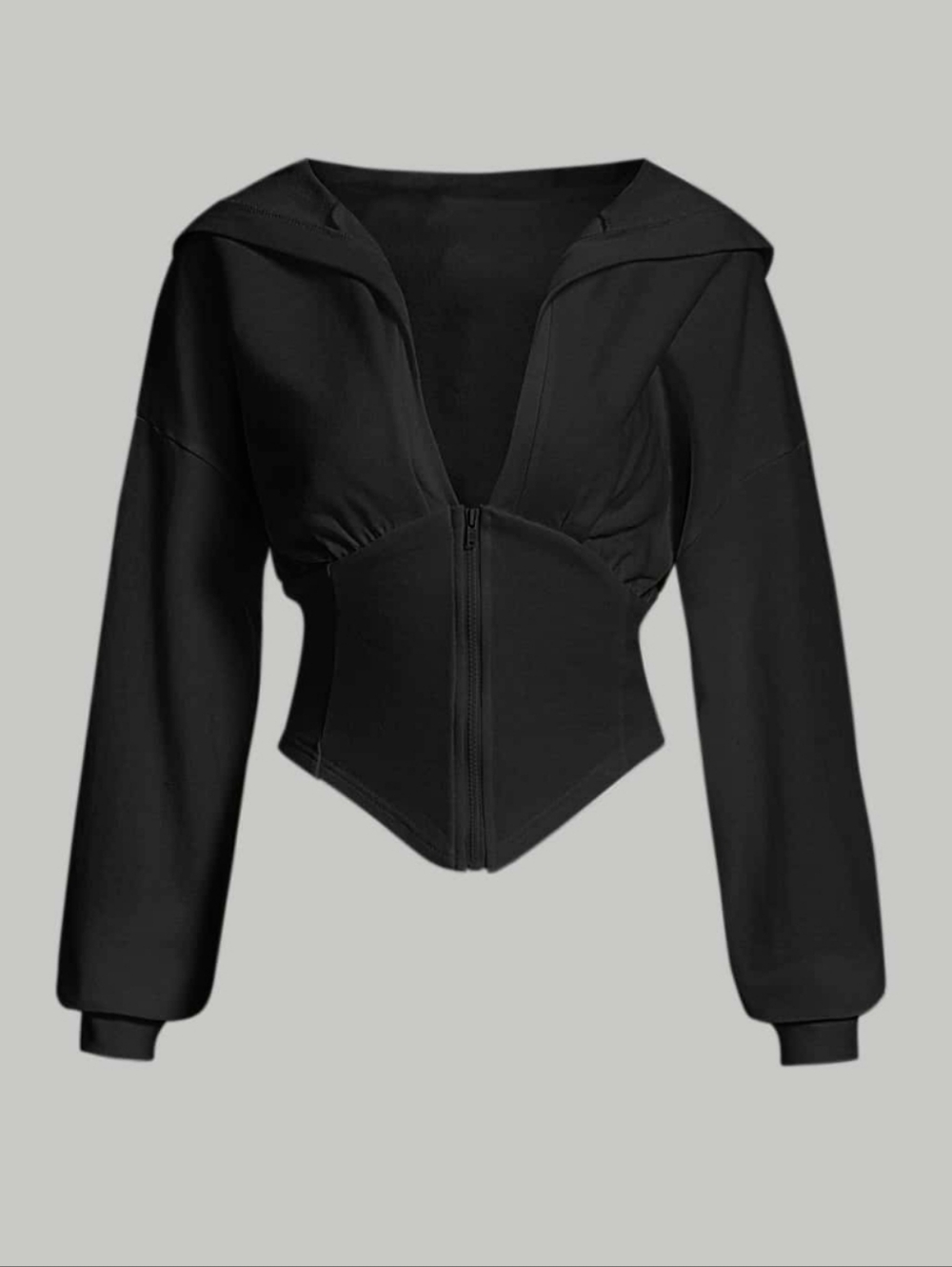NWT Cider Black Corset Cropped Hoodie Sz XL
